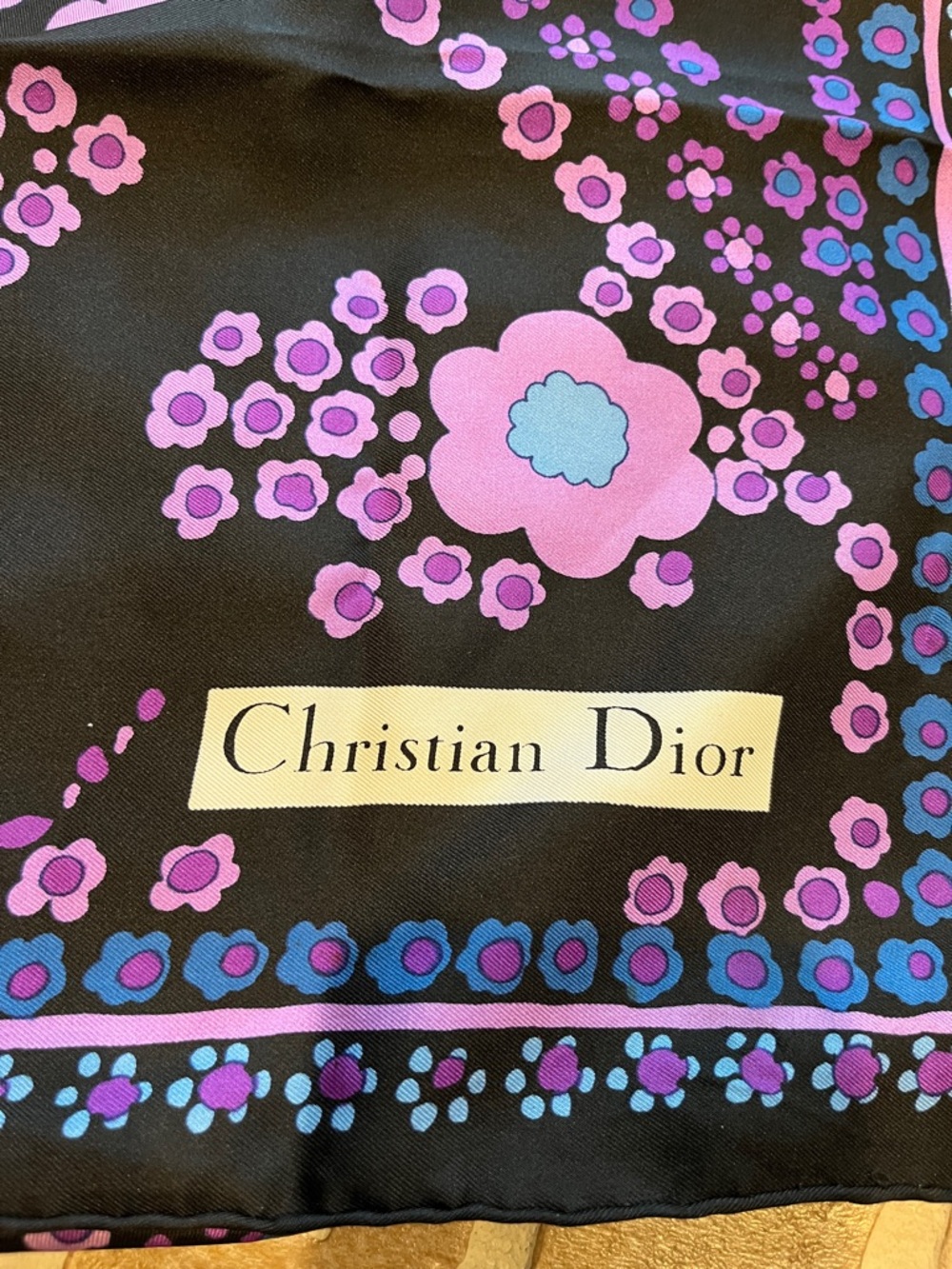 Christian Dior silk scarf Blue Purple vintage - Picture 5 of 9